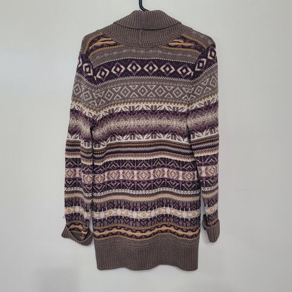Eddie Bauer Mid Length Chunky Multicolor Knit Fair Isle Sweater Size Small - Picture 3 of 6